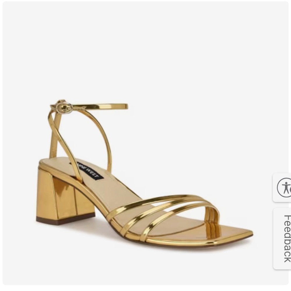 Gold Strappy Block Heel Sandals